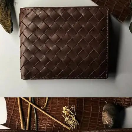 The Elite Throb Men's Woven Leather Wallet – Premium Genuine Leather, 8 Card Slots, 2 Side Pockets, 1 Cash Compartment, Stylish Handmade Design - wonecraft.com