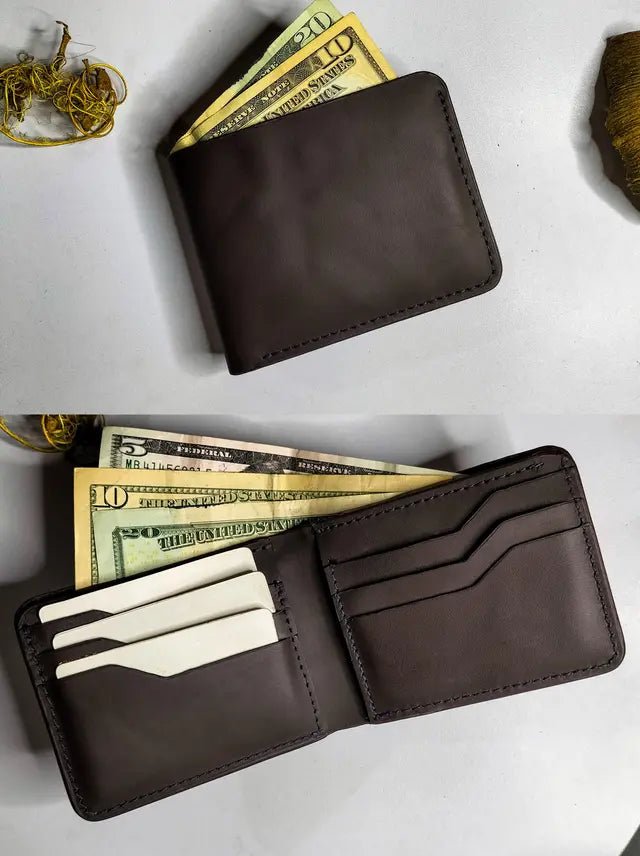 Executive Elite Men's Leather Wallet – Premium Quality Genuine Leather, 6 Card Slots, 1 Cash Compartment, 2 Hidden Pockets, Full Edge Design - wonecraft.com