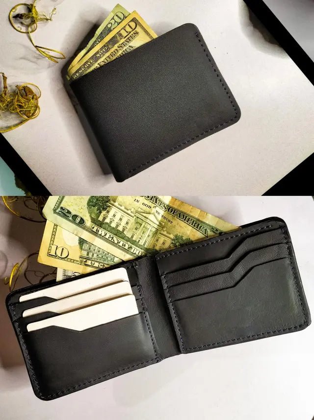 Executive Elite Men's Leather Wallet – Premium Quality Genuine Leather, 6 Card Slots, 1 Cash Compartment, 2 Hidden Pockets, Full Edge Design - wonecraft.com