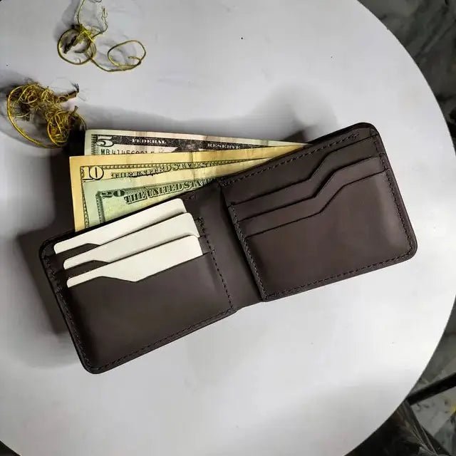 Executive Elite Men's Leather Wallet – Premium Quality Genuine Leather, 6 Card Slots, 1 Cash Compartment, 2 Hidden Pockets, Full Edge Design - wonecraft.com