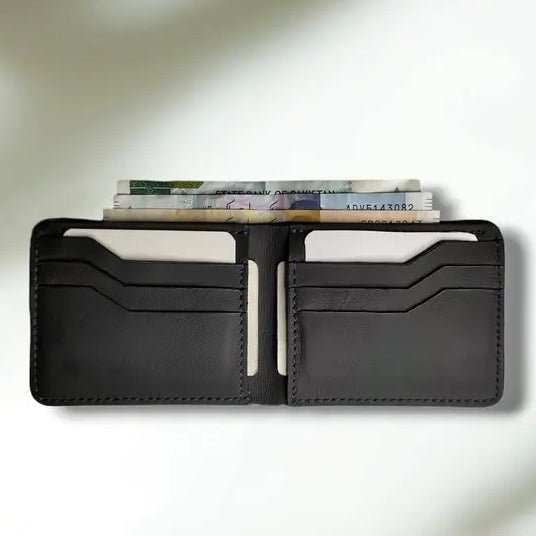 Executive Elite Men's Leather Wallet – Premium Quality Genuine Leather, 6 Card Slots, 1 Cash Compartment, 2 Hidden Pockets, Full Edge Design - wonecraft.com