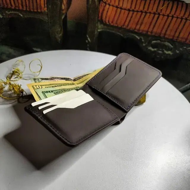 Executive Elite Men's Leather Wallet – Premium Quality Genuine Leather, 6 Card Slots, 1 Cash Compartment, 2 Hidden Pockets, Full Edge Design - wonecraft.com