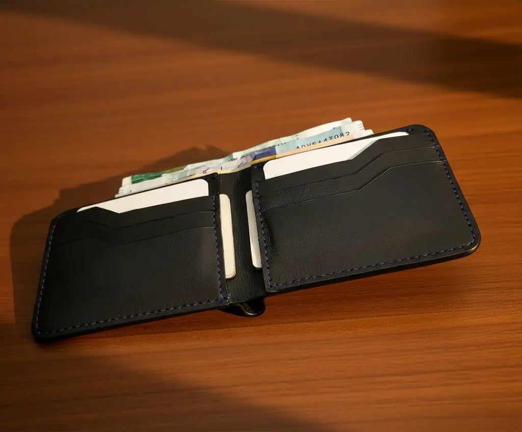 Executive Elite Men's Leather Wallet – Premium Quality Genuine Leather, 6 Card Slots, 1 Cash Compartment, 2 Hidden Pockets, Full Edge Design - wonecraft.com