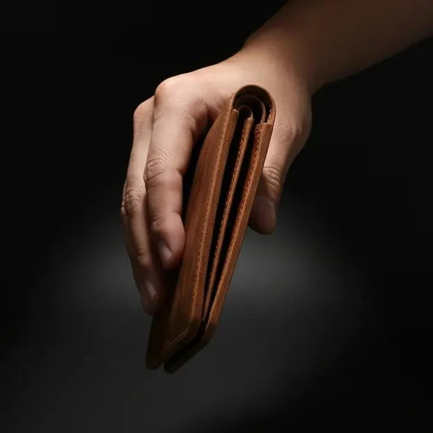 Genuine Full-Grain Leather Long Wallet for Men (Not PU) – Vintage Brown Trifold Organizer with Coin, Phone & Multi-Card Storage