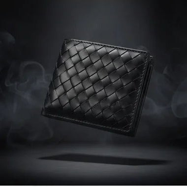 The Elite Throb Men's Woven Leather Wallet – Luxury Woven Leather Wallet for Men - Sleek Bi - Fold Design, Premium Intrecciato Weave Texture, Slim & Durable | Available in Black & Rich Brown - wonecraft.com