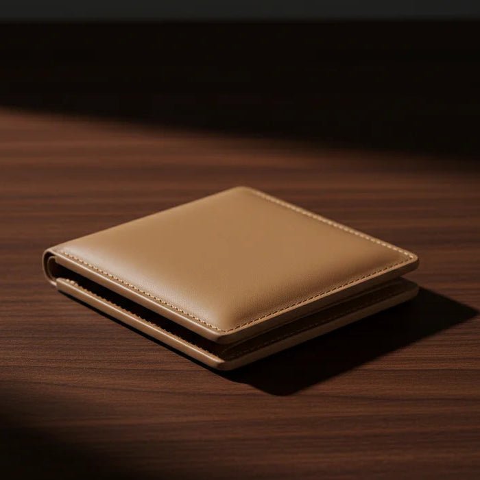 Executive Elite Genuine Leather Men's Bi - Fold Wallet with Coin Pouch - Premium Slim Bifold Design with Card Slots & ID Window | Available in Dark Brown & Tan - wonecraft.com