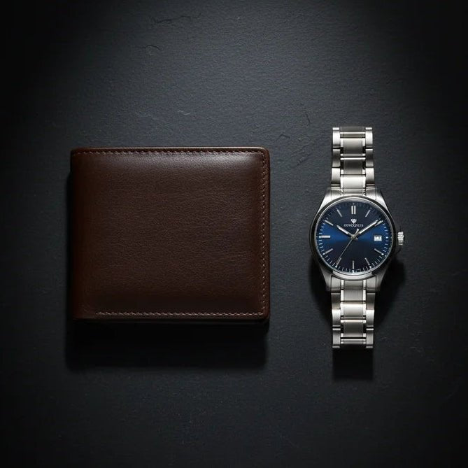 Executive Elite Genuine Leather Men's Bi - Fold Wallet with Coin Pouch - Premium Slim Bifold Design with Card Slots & ID Window | Available in Dark Brown & Tan - wonecraft.com