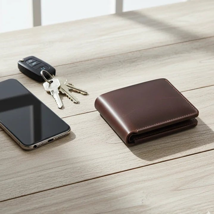 Executive Elite Genuine Leather Men's Bi - Fold Wallet with Coin Pouch - Premium Slim Bifold Design with Card Slots & ID Window | Available in Dark Brown & Tan - wonecraft.com