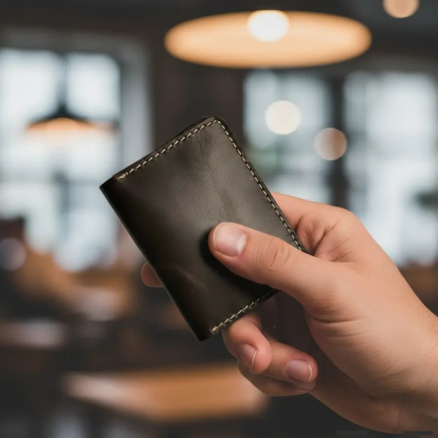 The Boss Genuine Leather Card Holder Wallet for Men – Slim Minimalist Wallet with 4 Card Slots & 2 Cash Pockets – Premium Quality Leather - wonecraft.com