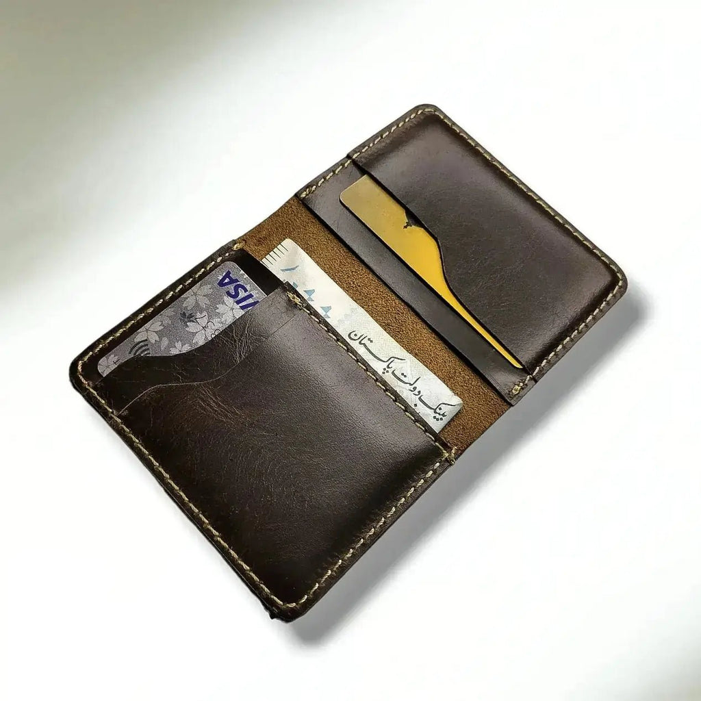 The Boss Genuine Leather Card Holder Wallet for Men – Slim Minimalist Wallet with 4 Card Slots & 2 Cash Pockets – Premium Quality Leather - wonecraft.com