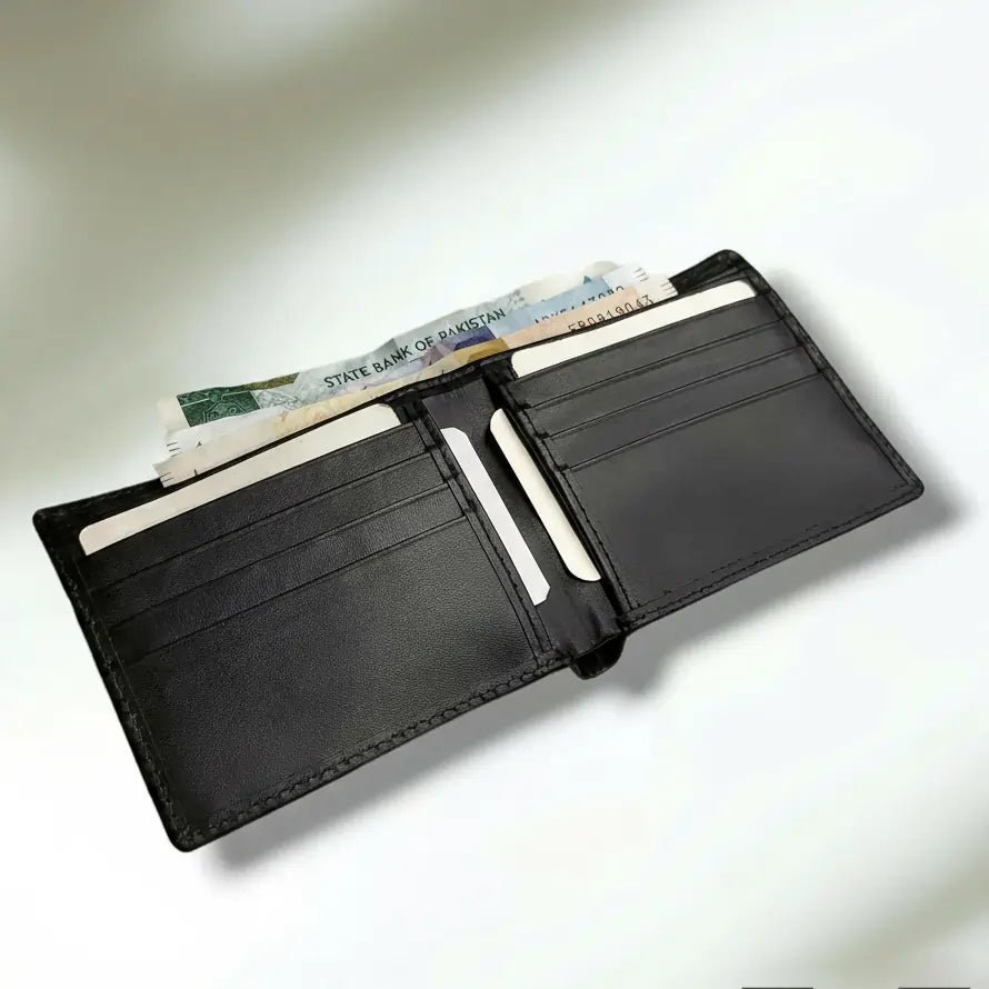 The Elite Throb Men's Woven Leather Wallet – Premium Genuine Leather, 8 Card Slots, 2 Side Pockets, 1 Cash Compartment, Stylish Handmade Design - wonecraft.com
