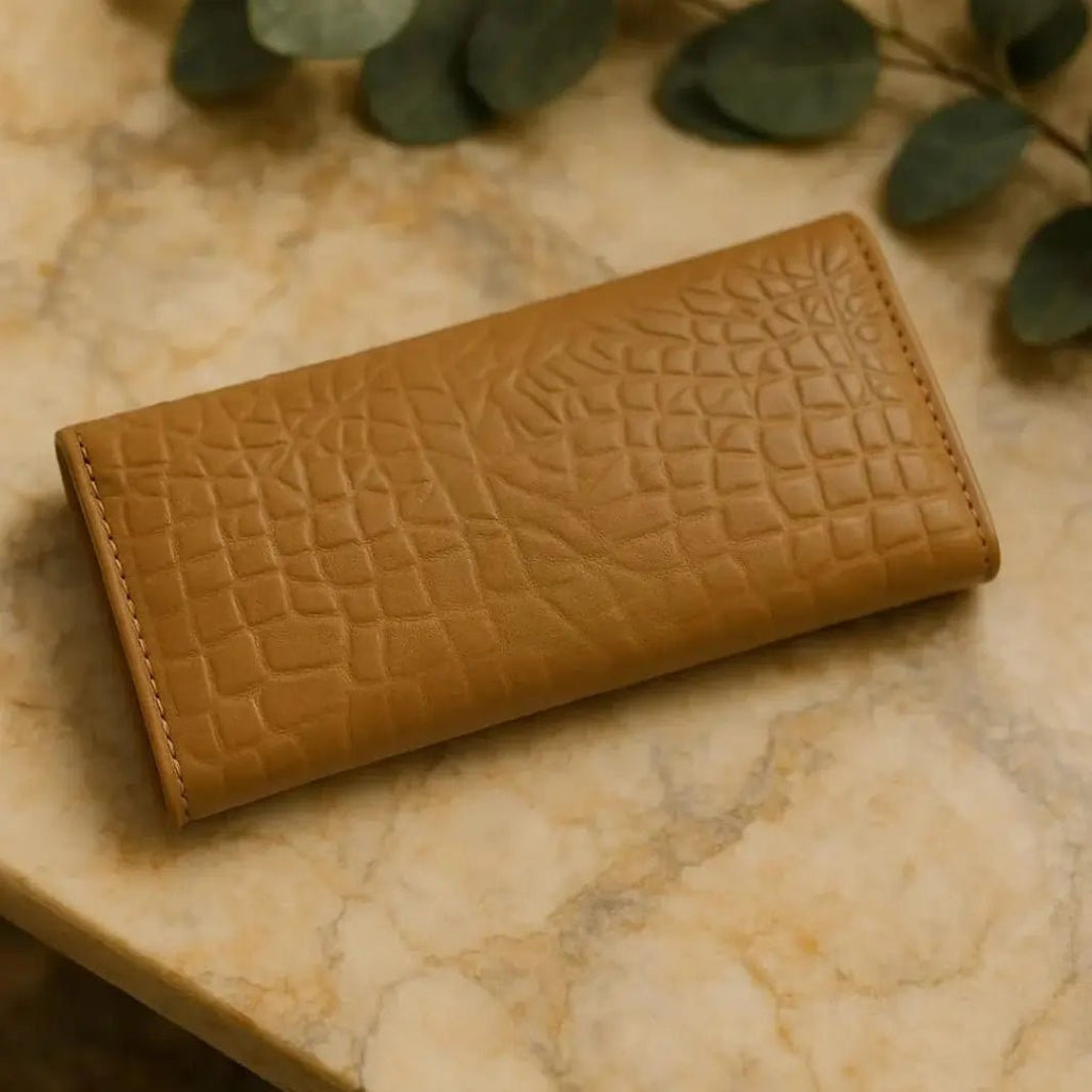 Women’s Genuine Cow Leather Wallet – Magnetic Closure, 8 Card Slots, 4 Cash Compartments, Zipper Pocket, Button Pocket, Elegant & Durable Design (Available in Camel, Purple, Mehroon, Red) - wonecraft.com