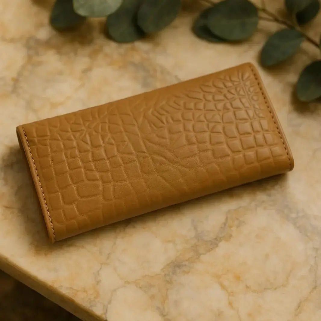 Women’s Genuine Cow Leather Wallet – Magnetic Closure, 8 Card Slots, 4 Cash Compartments, Zipper Pocket, Button Pocket, Elegant & Durable Design (Available in Camel, Purple, Mehroon, Red) - wonecraft.com