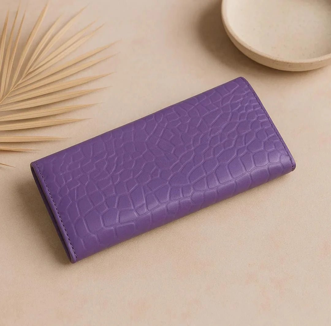 Women’s Genuine Cow Leather Wallet – Magnetic Closure, 8 Card Slots, 4 Cash Compartments, Zipper Pocket, Button Pocket, Elegant & Durable Design (Available in Camel, Purple, Mehroon, Red) - wonecraft.com